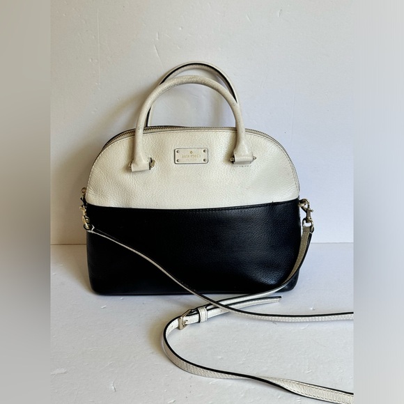 Kate Spade Grove Street Carli Satchel Crossbody Bag in White Black